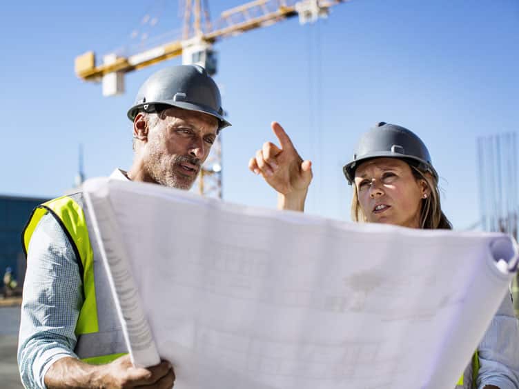 Project engineer and architect at a construction site