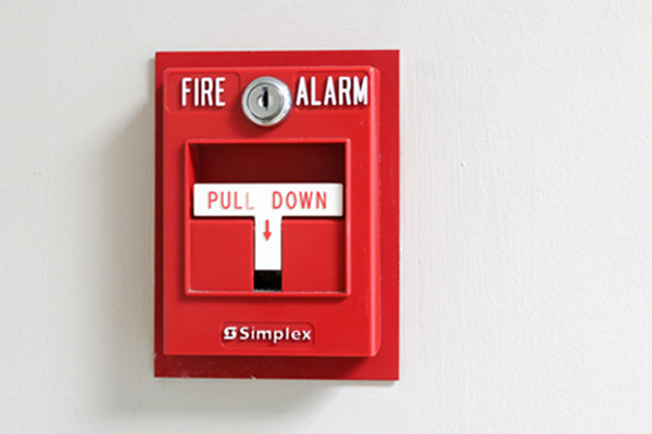 fire alarm system mounted on the wall