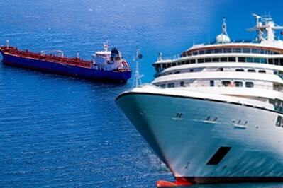 Passenger ship and oil tanker at sea