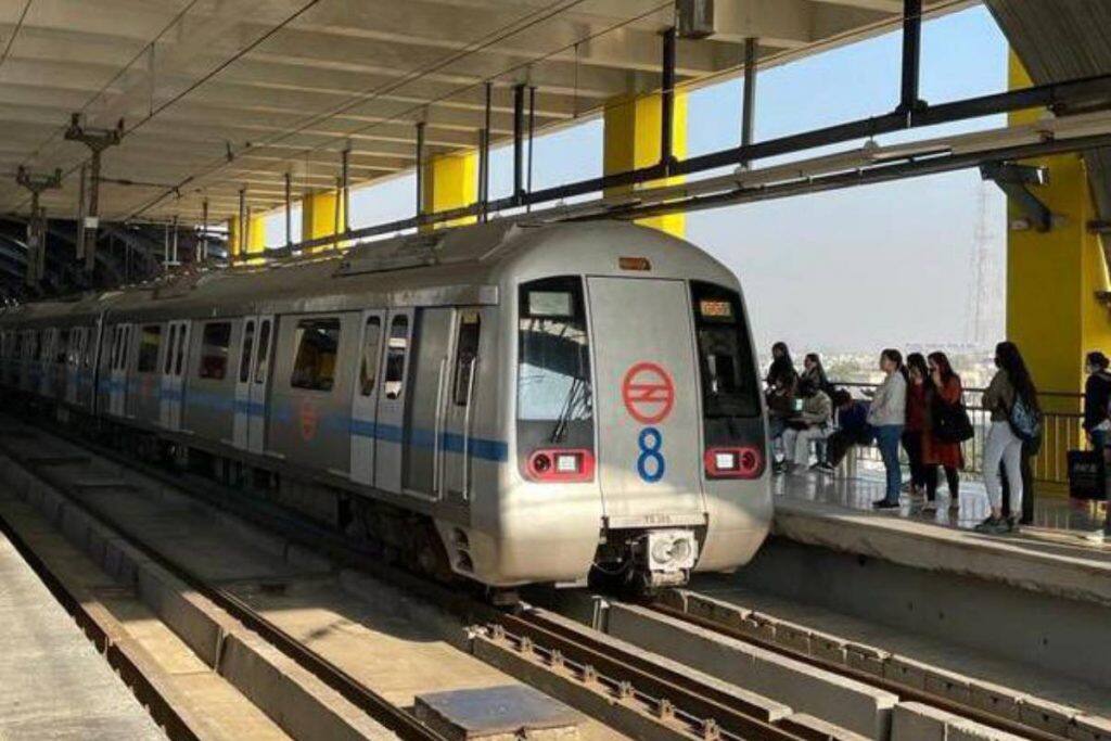 Metro train at platform